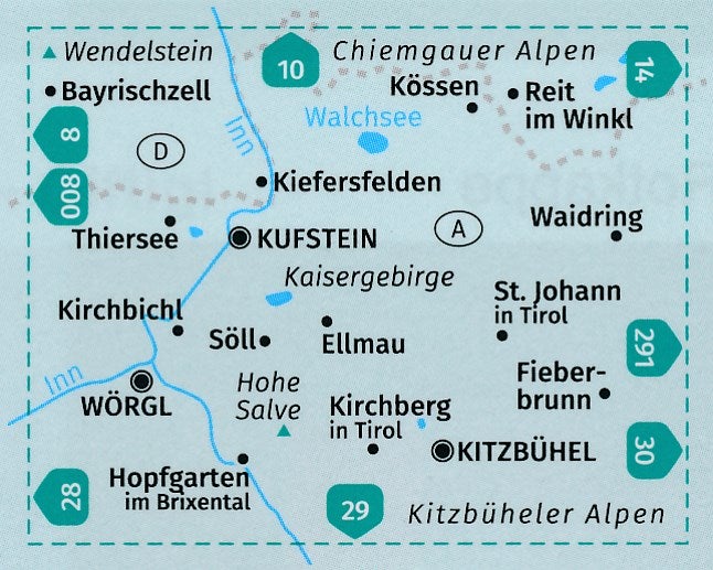 Carte de randonnée n° 9 - Kaisergebirge (Tyrol, Autriche) | Kompass carte pliée Kompass 