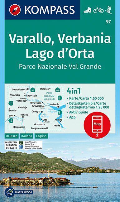 Carte de randonnée n° 97 - Varallo, Verbania, Lago d'Orta (Italie) | Kompass carte pliée Kompass 