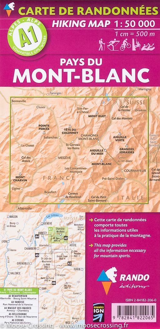 Carte de randonnée du Mont Blanc, A1 | Rando éditions - La Compagnie des Cartes