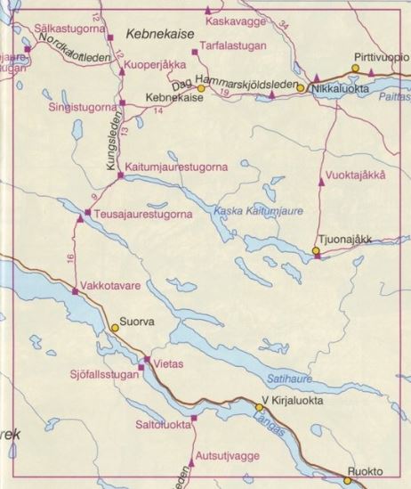 Carte de randonnée n° BD8 - Mont Kebnekaise & Saltoluokta (Laponie Suédoise) | Lantmäteriet carte pliée Lantmäteriet 