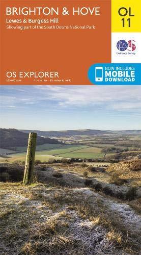 Carte de randonnée n° OL011 - Brighton, Hove, Lewes, Burgess Hill (Grande Bretagne) | Ordnance Survey - Explorer carte pliée Ordnance Survey 