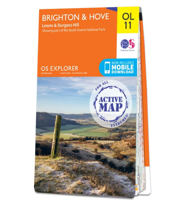 Carte de randonnée n° OL011 - Brighton, Hove, Lewes, Burgess Hill (Grande Bretagne) | Ordnance Survey - Explorer carte pliée Ordnance Survey plastifiée 