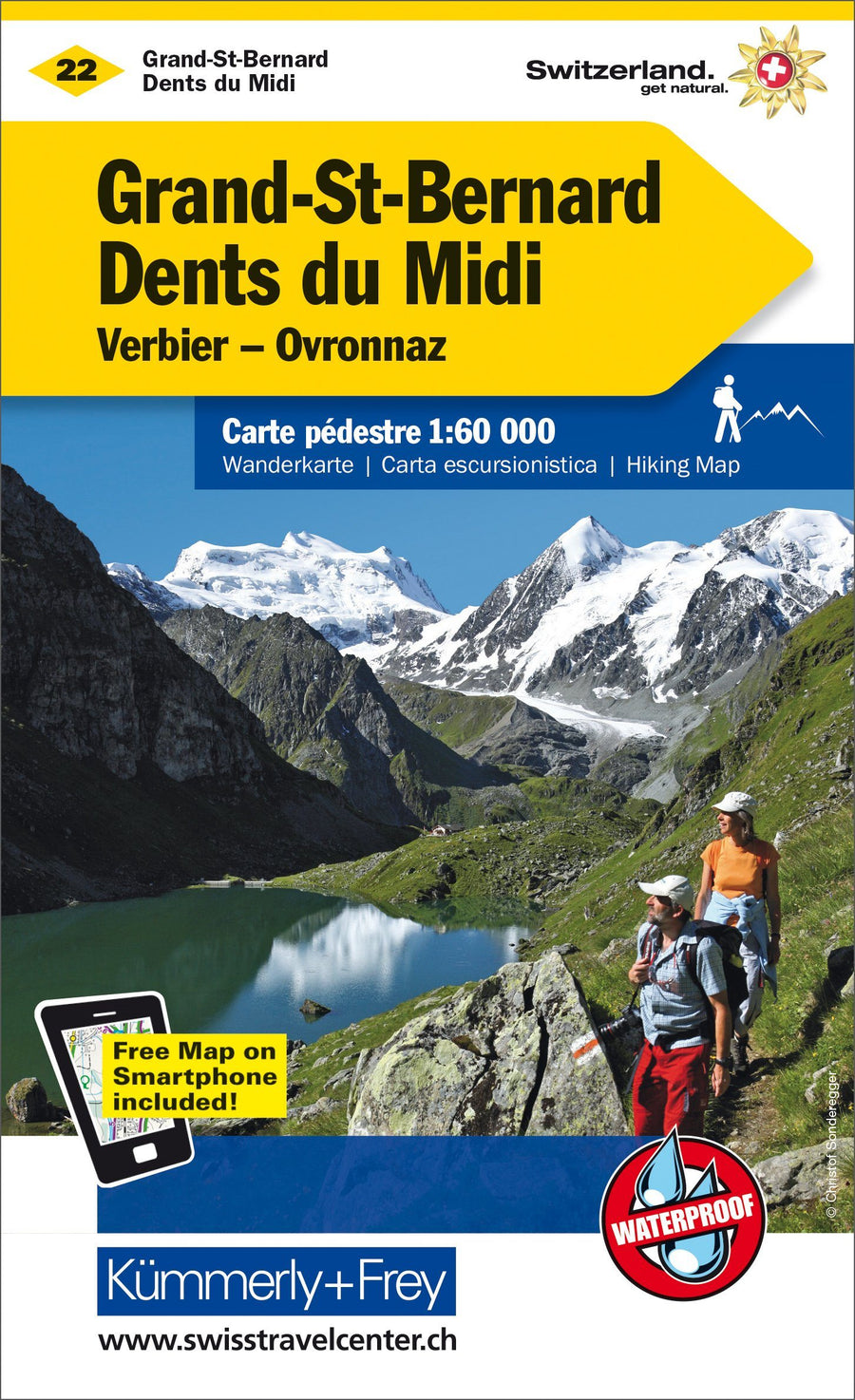 Carte de randonnée n° WK.22 - Grand-St-Bernard, Dents du Midi (Suisse) | Kümmerly & Frey carte pliée Kümmerly & Frey 