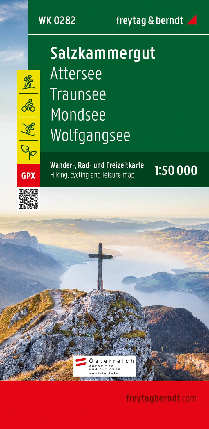 Carte de randonnée n° WK282 - Salzkammergut : Attersee, Traunsee, Höllengebirge, Mondsee, Wolfgangsee (Alpes autrichiennes) | Freytag & Berndt carte pliée Freytag & Berndt 