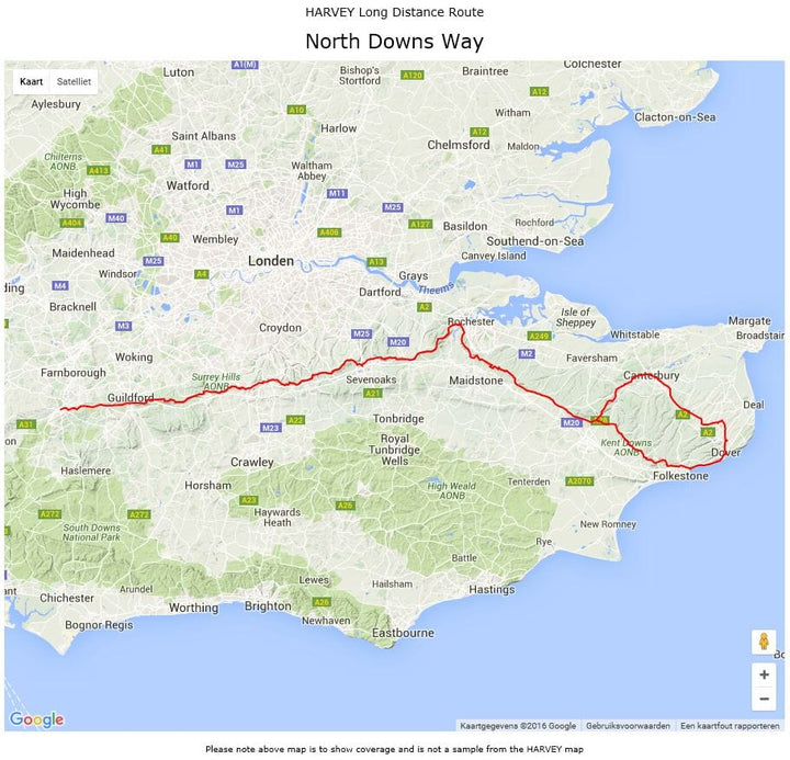 Carte de randonnée - North Downs Way XT40 | Harvey Maps - National Trail maps carte pliée Harvey Maps 