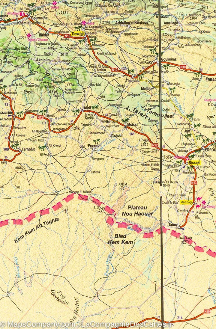 Carte de randonnée du Jbel Toubkal (Haut Atlas marocain) | TerraQuest - La Compagnie des Cartes