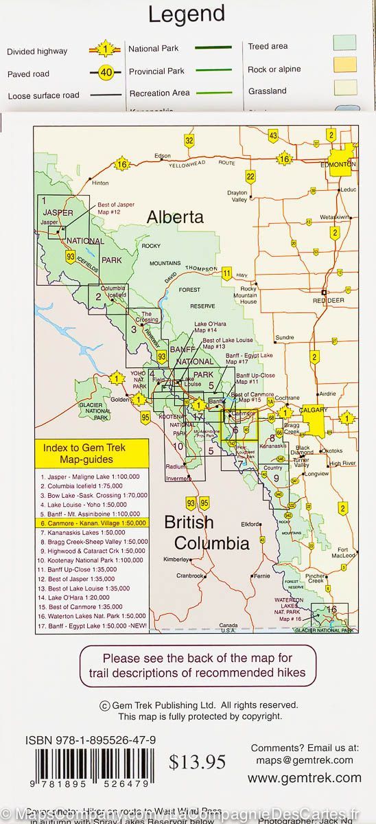 Hiking Map - Canmore & Kananaskis Village Area (Alberta) | Gem Trek ...