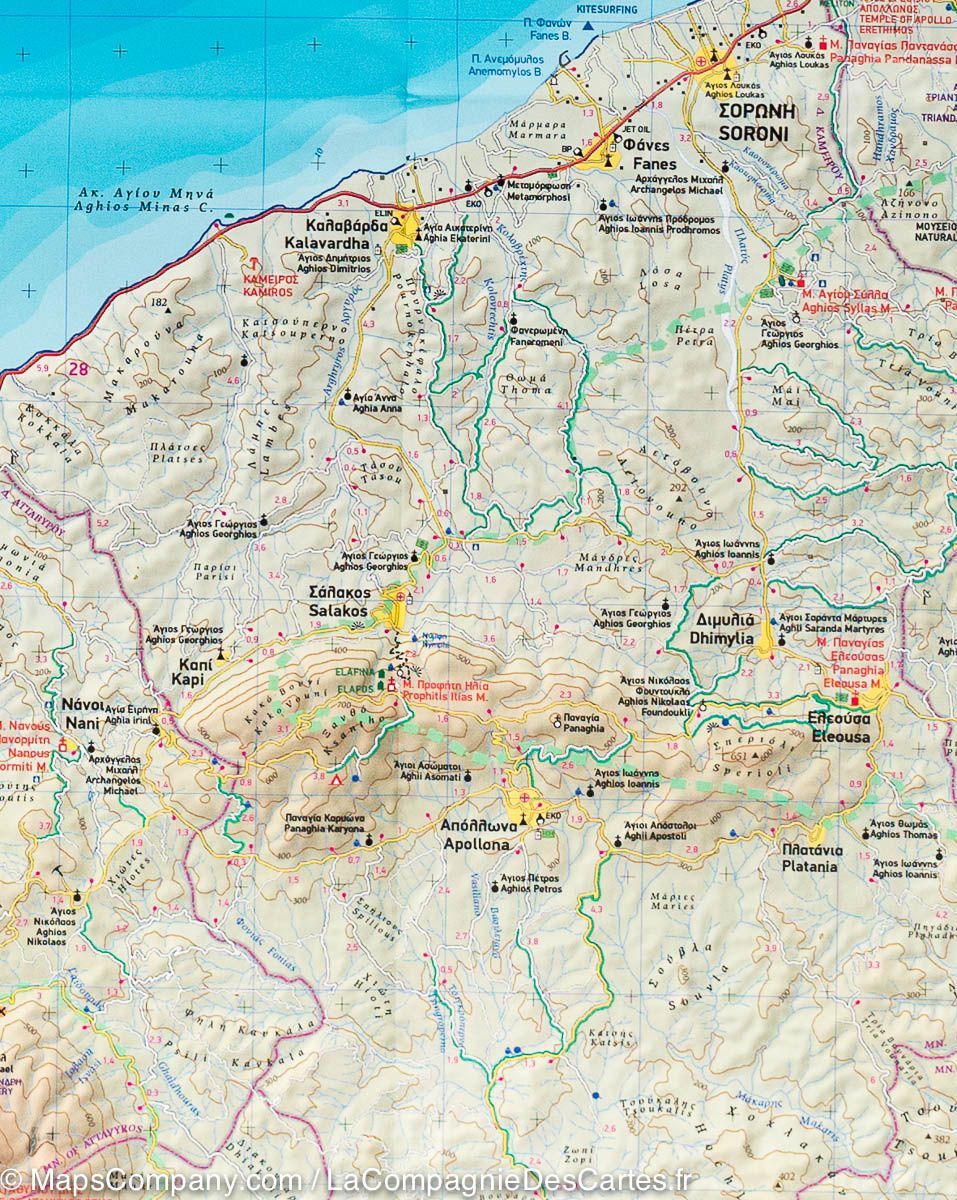 Carte de randonnée de Rhodes (Grèce) | Terrain Cartography - La Compagnie des Cartes