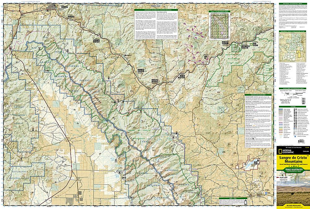 Carte de randonnée - Sangre de Cristo Mountains, Great Sand Dunes NP & Preserve (Colorado), n° 138 | National Geographic carte pliée National Geographic 