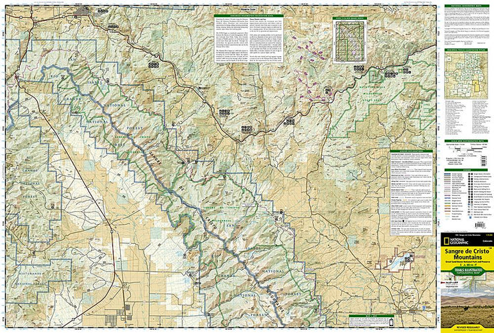 Carte de randonnée - Sangre de Cristo Mountains, Great Sand Dunes NP & Preserve (Colorado), n° 138 | National Geographic carte pliée National Geographic 