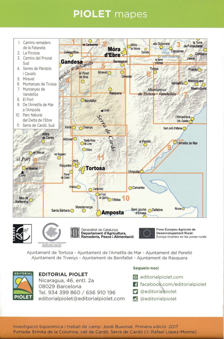 Carte de randonnée - Serra de Cardó (Catalogne) | Piolet carte pliée Editorial Piolet 