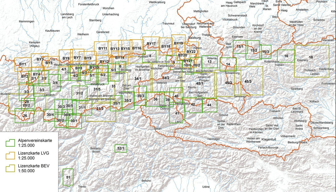 Carte de randonnée & ski - Ammergebirge Ouest, Hochplatte, Kreuzspitze, n° BY06 (Alpes bavaroises) | Alpenverein carte pliée Alpenverein 
