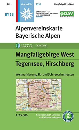 Carte de randonnée & ski - Mangfallgebirge Ouest, Tegernsee, Hirschberg, n° BY13 (Alpes bavaroises) | Alpenverein carte pliée Alpenverein 