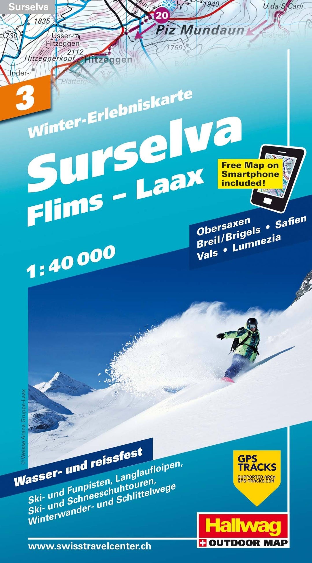 Carte de randonnée (ski, raquettes) - Surselva - Flims - Laax (Suisse) | Hallwag carte pliée Hallwag 