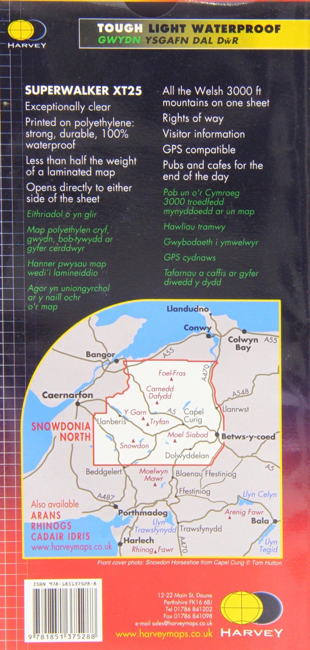 Carte de randonnée - Snowdonia Nord /Snowdon,Glyders,Carnedds XT25 | Harvey Maps - Superwalker maps carte pliée Harvey Maps 