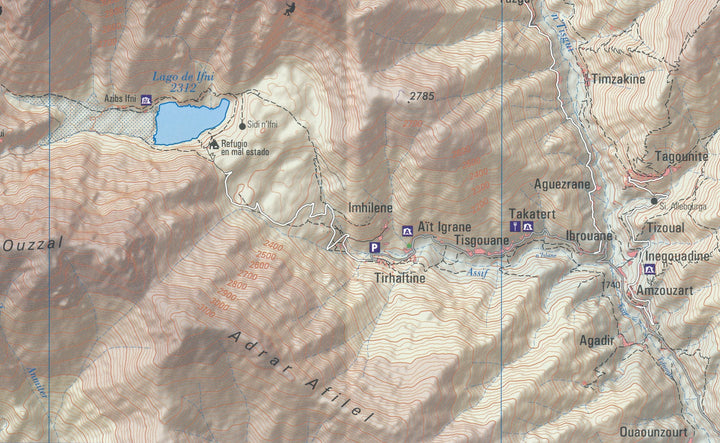 Carte de randonnée - Toubkal, Haut Atlas Marocain | Piolet carte pliée Editorial Piolet 