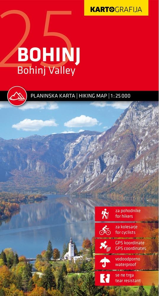Carte de randonnée de la vallée de Bohinj (Alpes Juliennes, Slovénie | Kartografija - La Compagnie des Cartes