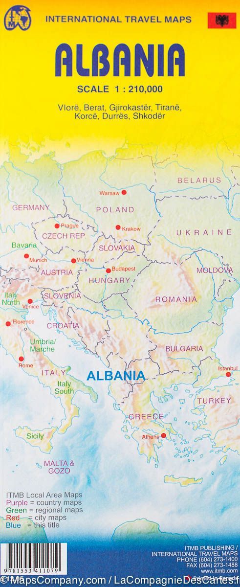 Carte de voyage de l'Albanie | ITM - La Compagnie des Cartes