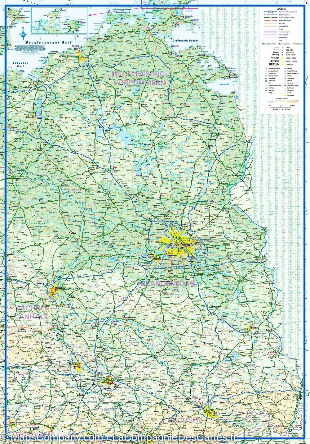 Carte de voyage - Allemagne Est & Plan de Berlin | ITM carte pliée ITM 