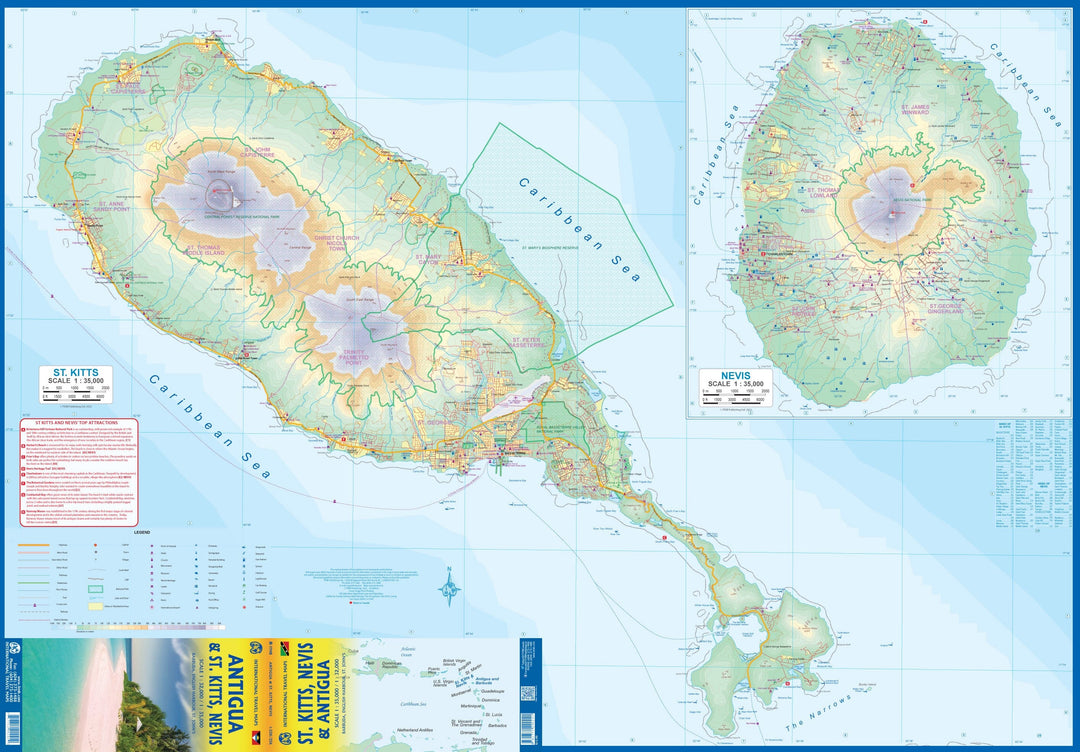 Carte de voyage - Antigua, Saint Kitts et Nevis | ITM carte pliée ITM 