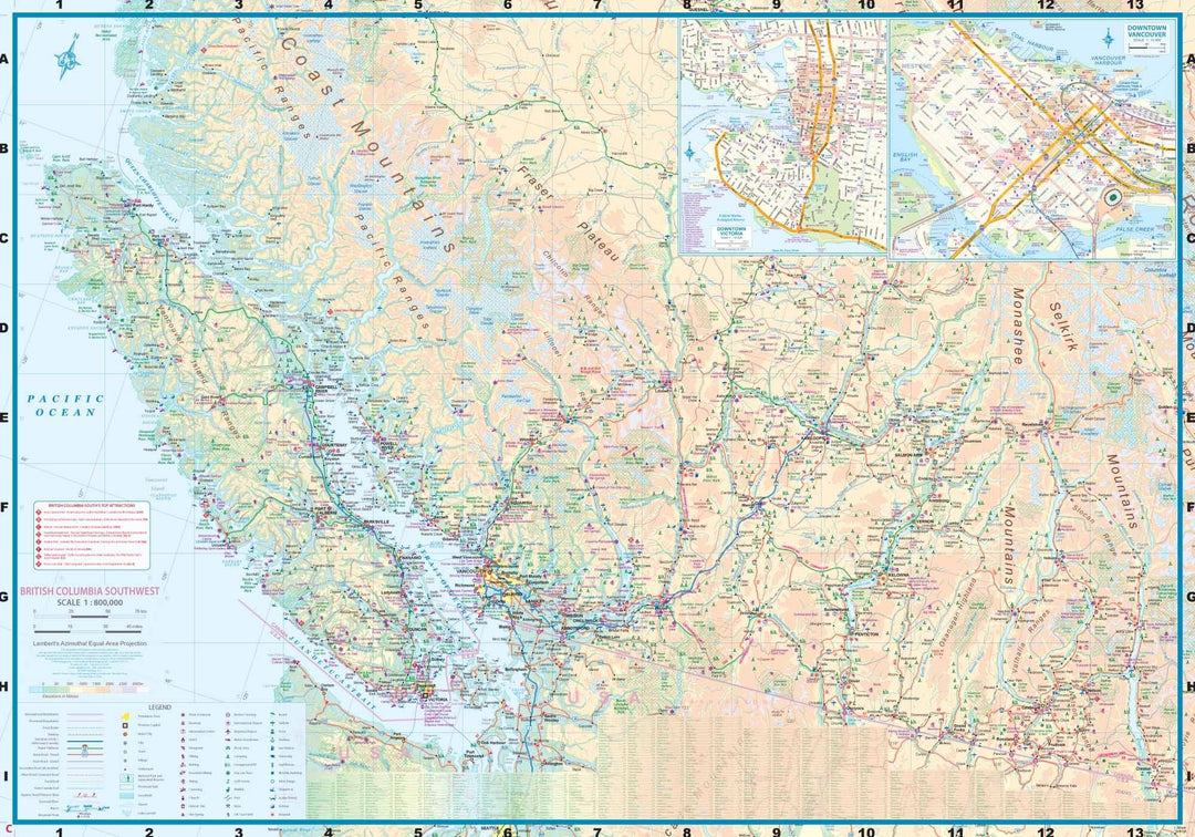 Carte de voyage - Colombie Britannique sud-ouest & État de Washington | ITM - La Compagnie des Cartes