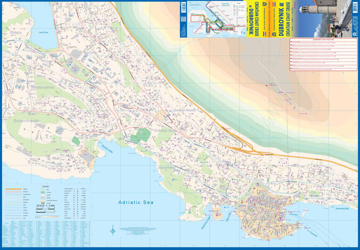 Carte de voyage - Côte croate et Plan de Dubrovnik | ITM carte pliée ITM 