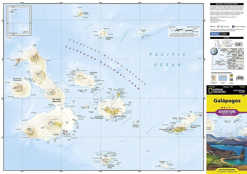 Carte de voyage - Iles Galapagos | National Geographic carte pliée National Geographic 