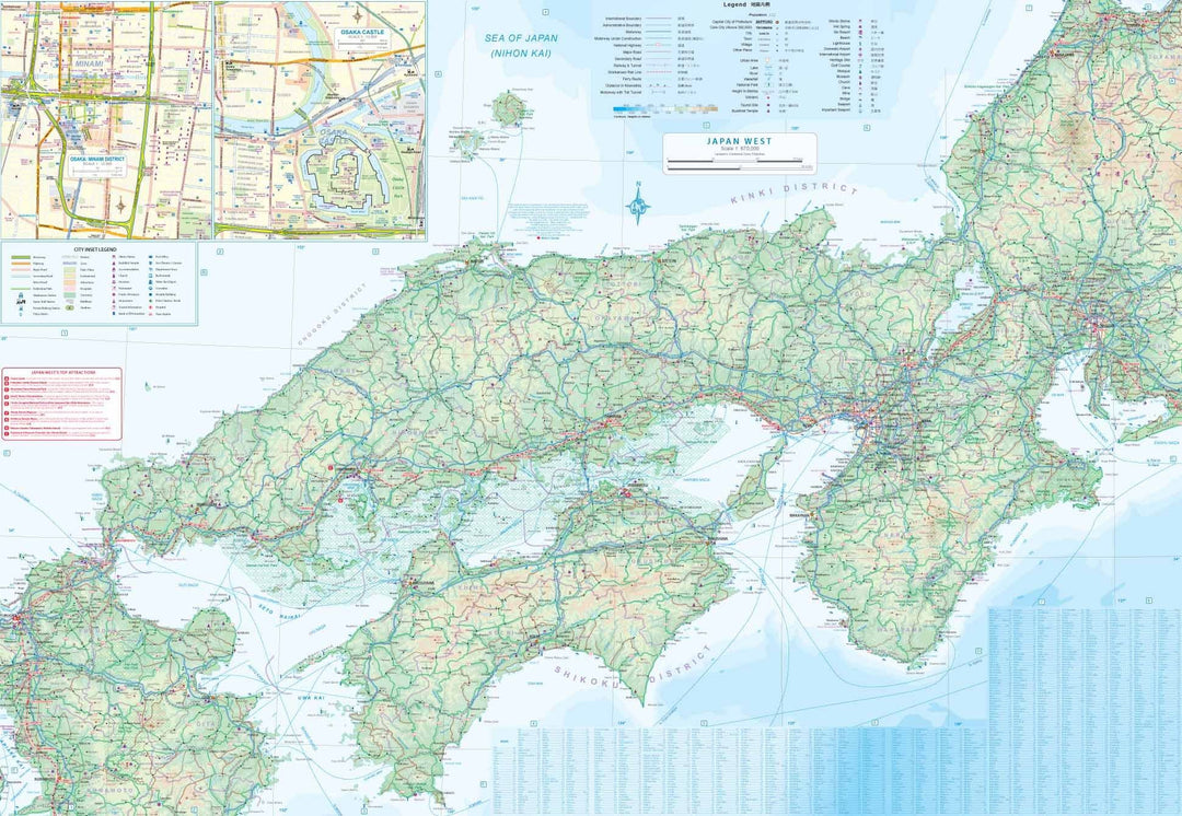 Carte du centre et de l'ouest du Japon (voies ferrées) | ITM - La Compagnie des Cartes