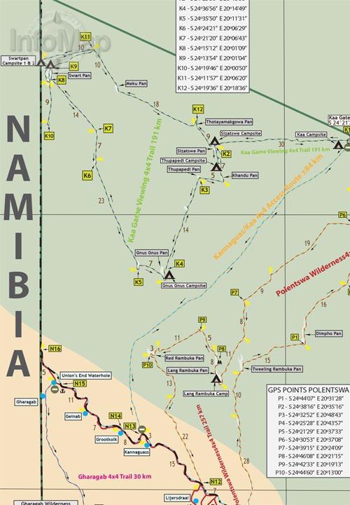 Carte de voyage - Kgalagadi Transfrontier Park (Afrique du Sud) | Infomap carte pliée Infomap 