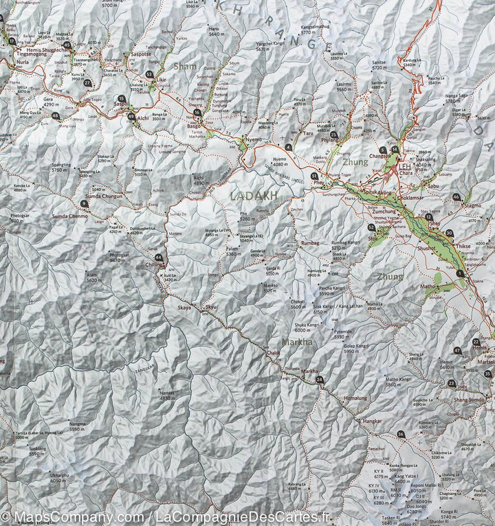 Carte de voyage du Ladakh et Zanskar (Inde) | Olizane - La Compagnie des Cartes