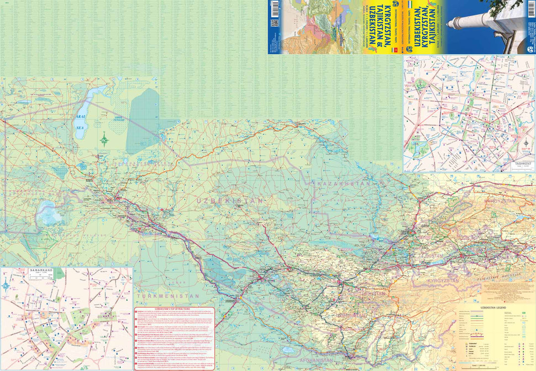 Carte de voyage - Ouzbékistan, Kyrgyzstan & Tadjikistan | ITM carte pliée ITM 
