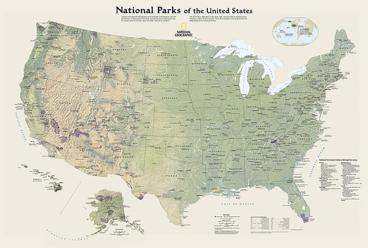 Carte de voyage - Parcs nationaux des États-Unis | National Geographic Maps carte murale petit tube National Geographic 