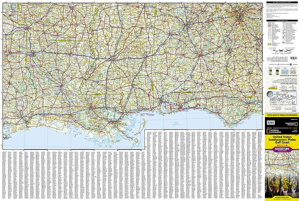 Carte de voyage - Southeastern Plains & Gulf Coast (USA) | National Geographic - La Compagnie des Cartes