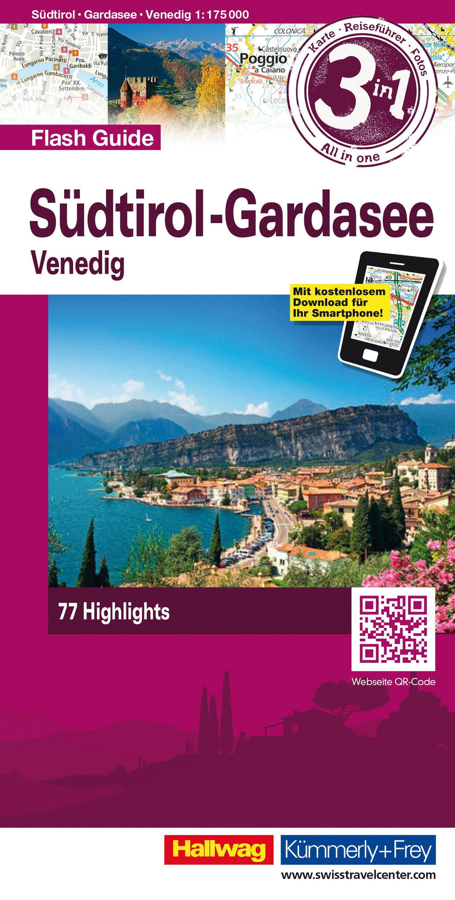 Carte de voyage - Tyrol du Sud, Lac de Garde, Venise Flash Guide | Hallwag carte pliée Hallwag 