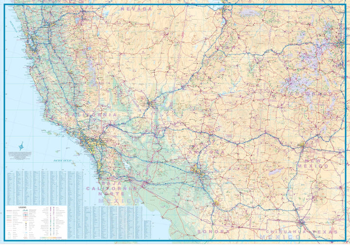 Carte de voyage - USA Ouest (autoroutes & chemins de fer) | ITM carte pliée ITM 