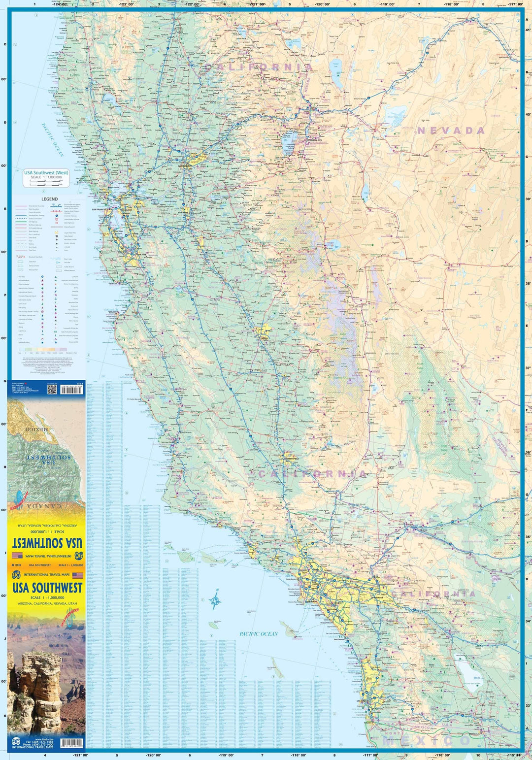 Carte de voyage du sud-ouest des USA | ITM - La Compagnie des Cartes