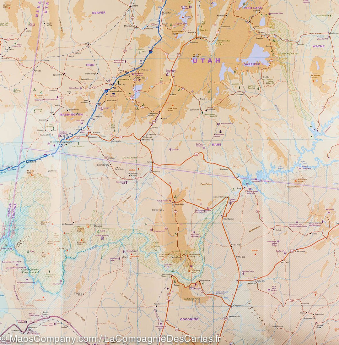 Carte de voyage du sud-ouest des USA | ITM - La Compagnie des Cartes