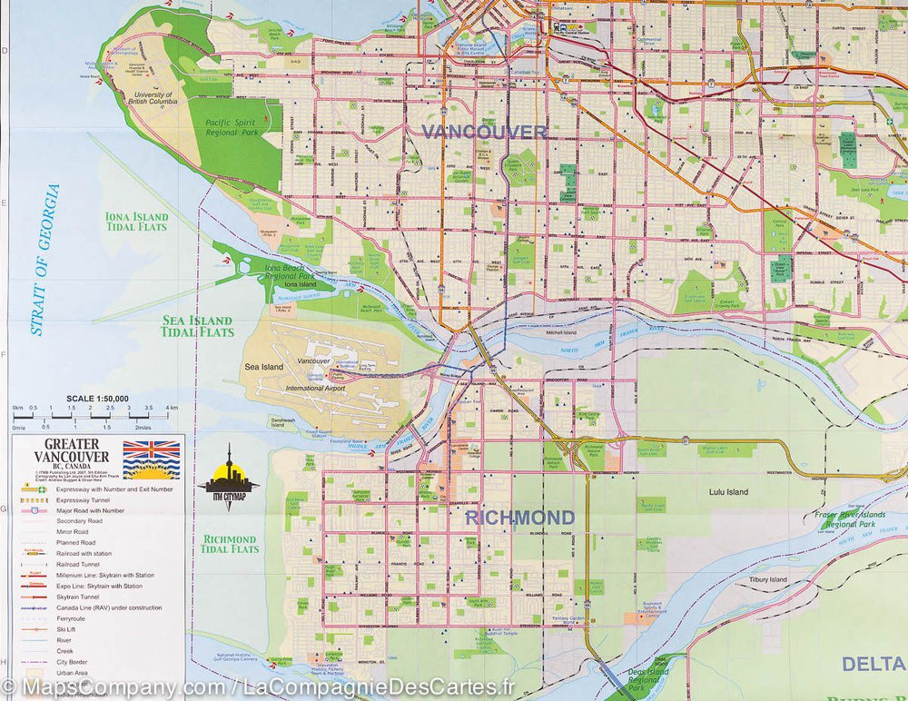 Carte de voyage - Vancouver Northshore & Fraser Valley | ITM carte pliée ITM 