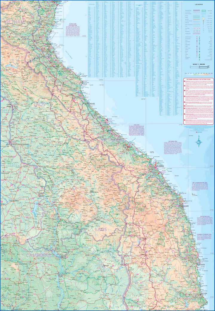 Carte de voyage - Vietnam Central & Plan de Hué et Da Nang | ITM carte pliée ITM 