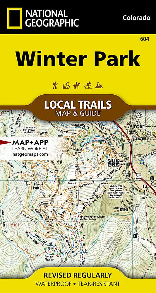 Winter Park Map [Local Trails] | National Geographic carte pliée 