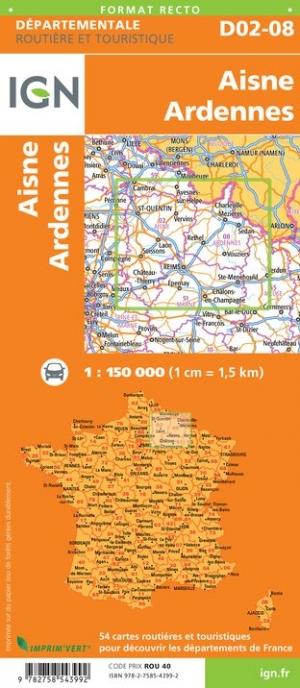 Carte départementale - Aisne & Ardennes | IGN carte pliée IGN 