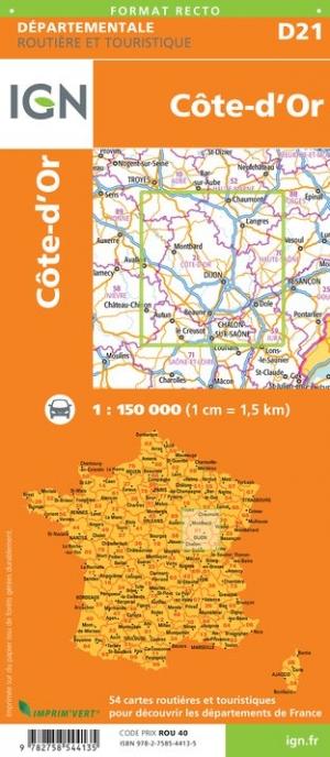 Carte départementale - Côte-d'Or | IGN carte pliée IGN 