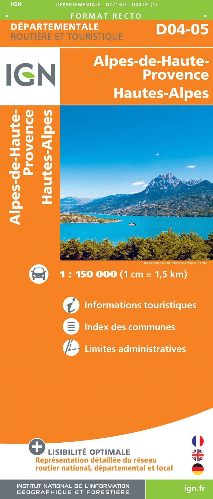Carte départementale D04-05- Alpes-de-Haute-Provence & Hautes-Alpes | IGN carte pliée IGN 