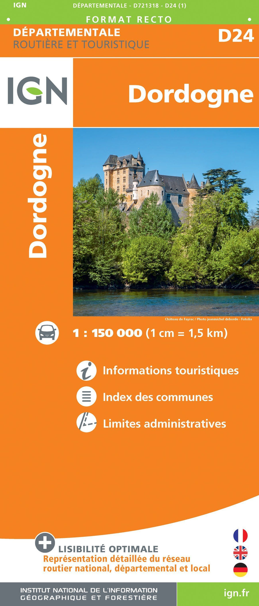 Carte départementale D24 - Dordogne | IGN carte pliée IGN 