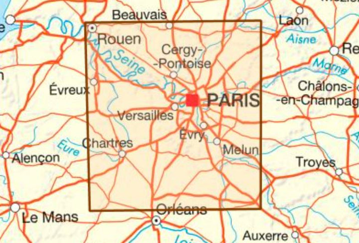 Carte départementale - Ile-de-France Ouest (Paris et 75, 78, 91, 92, 93, 94, 95) | IGN carte pliée IGN 