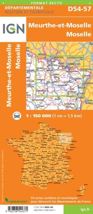 Carte départementale - Meurthe-et-Moselle & Moselle | IGN carte pliée IGN 