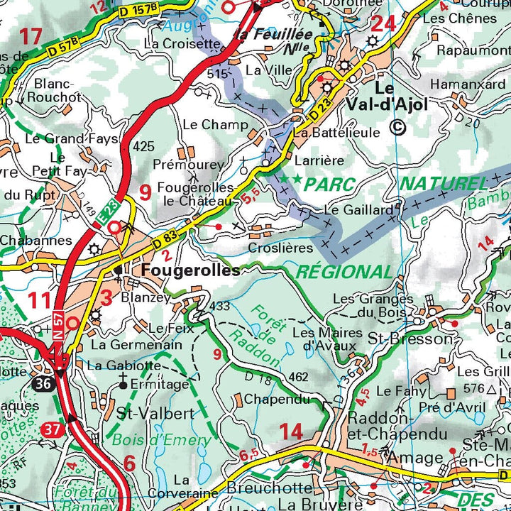 Carte départementale n° 314 - Haute-Saône & Vosges | Michelin carte pliée Michelin 