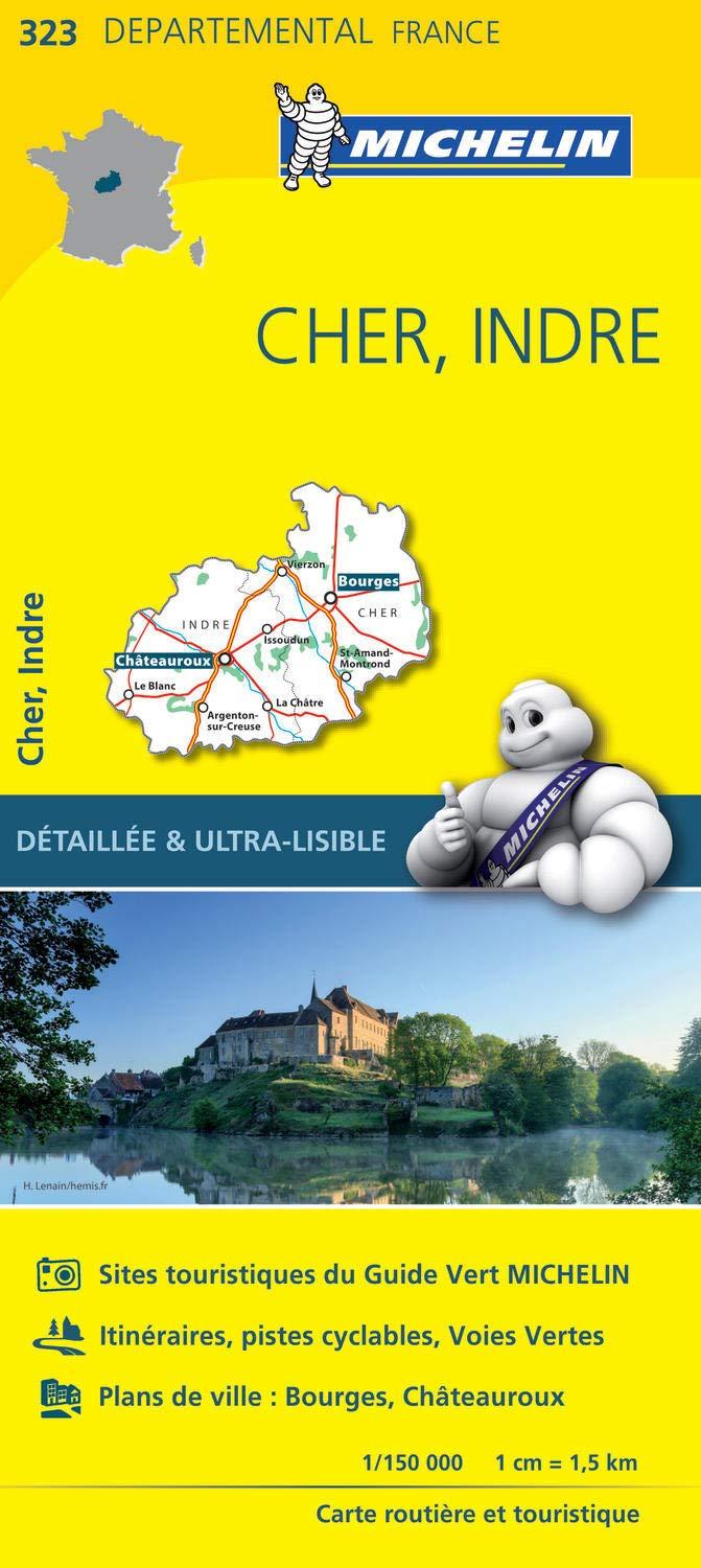 Carte départementale n° 323 - Cher & Indre | Michelin carte pliée Michelin 