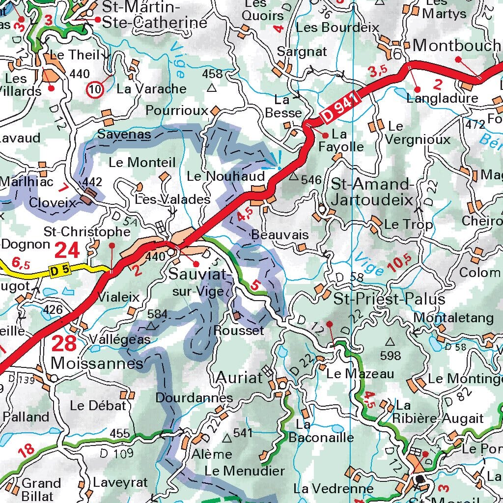 Departmental Map No. 325 - Creuse & Haute-Vienne | Michelin