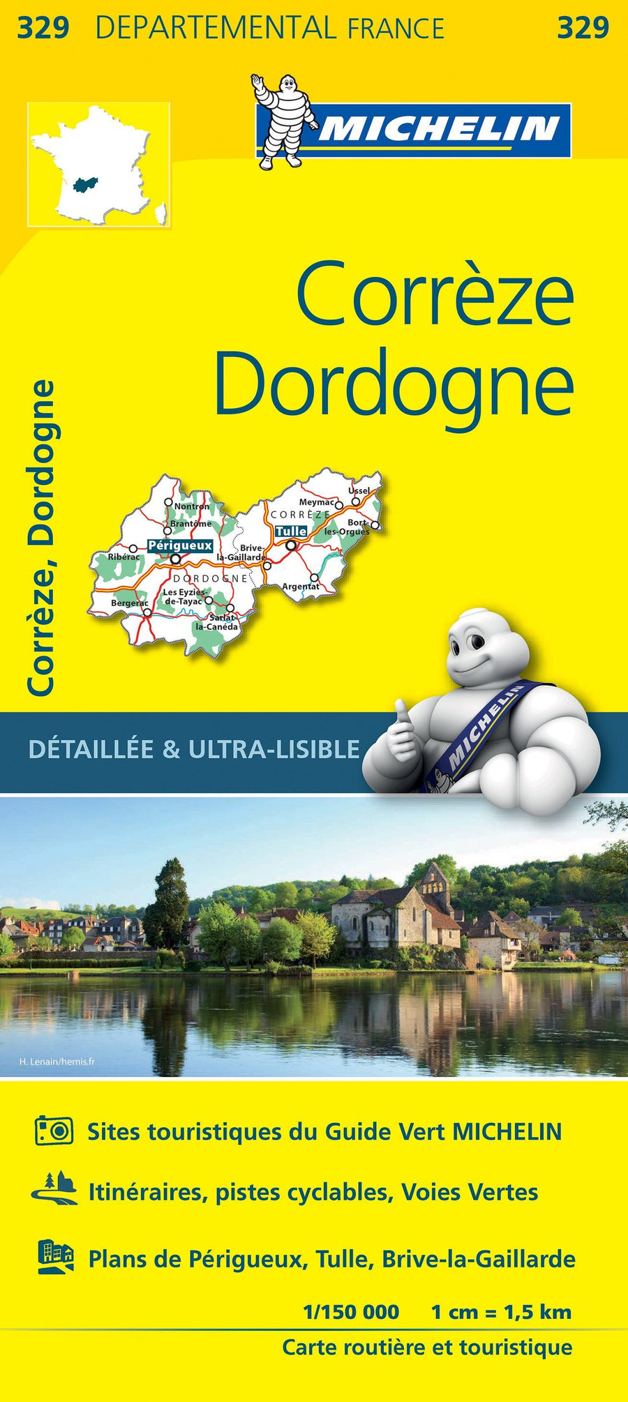 Carte départementale n° 329 - Corrèze & Dordogne | Michelin carte pliée Michelin 